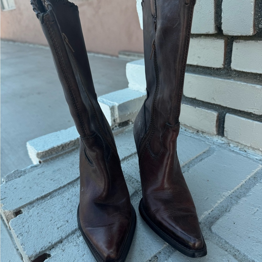 Steve Madden Dark Brown Heeled Boots - Picture 3 of 5